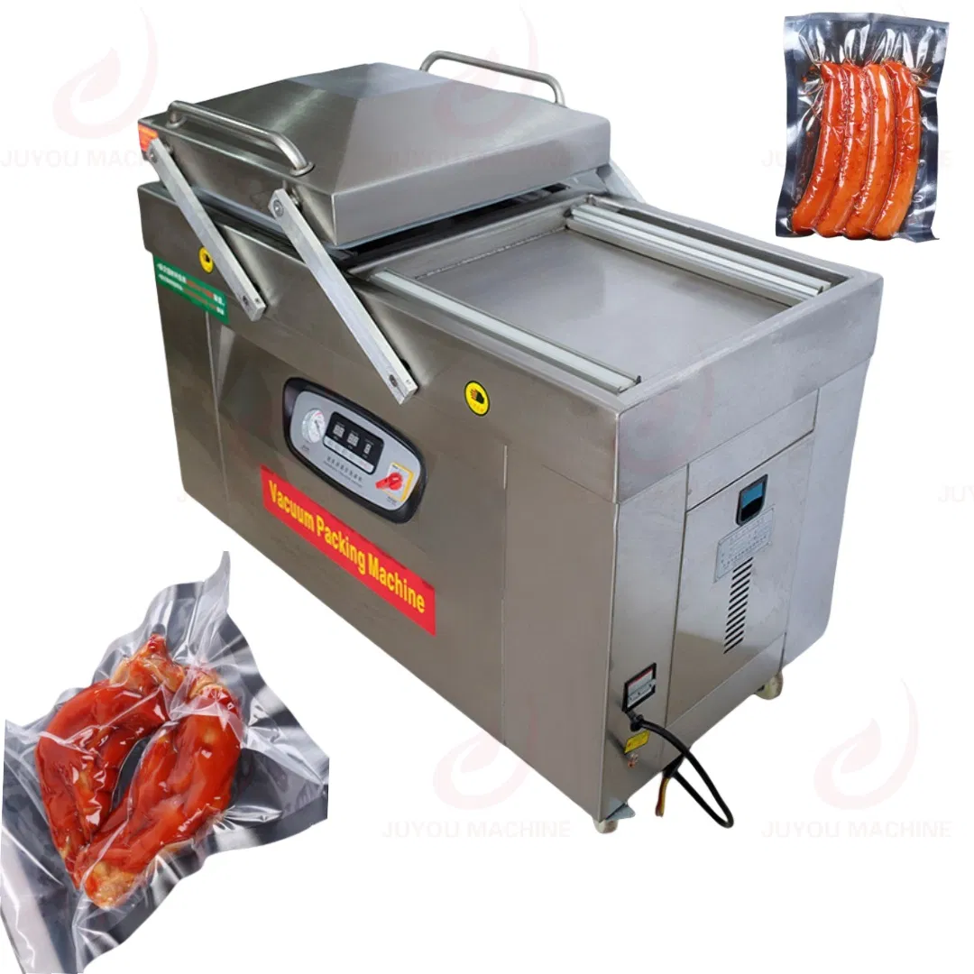 Máquina seladora de embalagem a vácuo de plástico termoformado para alimentos com selo de câmara dupla feita na China