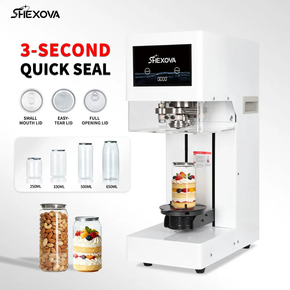 Máquina de Selagem Automática Todo-Poderosa com Altura Ajustável Funciona com Todos os Potes