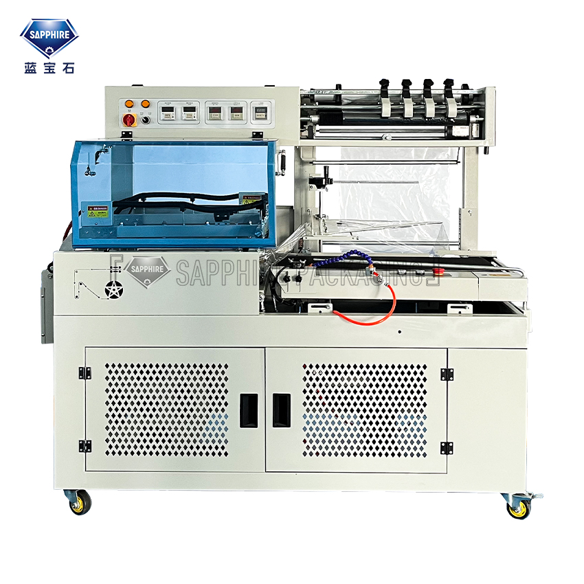 L450 Máquina de Encolhimento e Corte da Série L Máquina de Encolhimento Adequada para Embalagem Externa de Presentes, Produtos de Limpeza e Alimentos com 300°C Túnel de Encolhimento