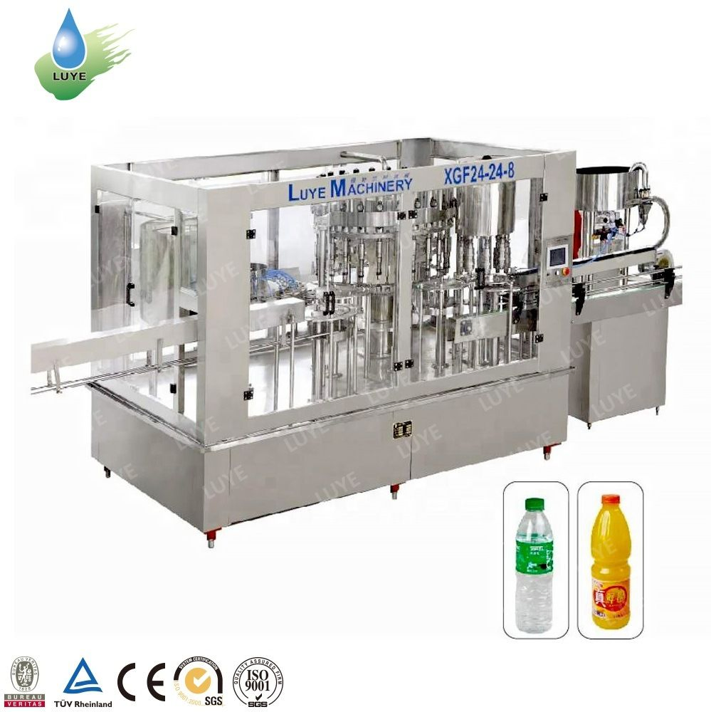 Máquina automática de fabricação, sopro, enchimento, rotulagem e embalagem de bebidas de água potável em garrafa plástica PET