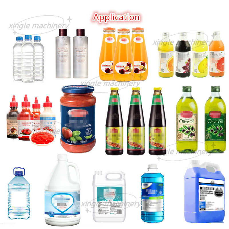 Linha de embalagem de enchimento e tampagem de garrafas plásticas de óleo de semente de girassol, molho de alimentos e bebida de suco de fruta automática