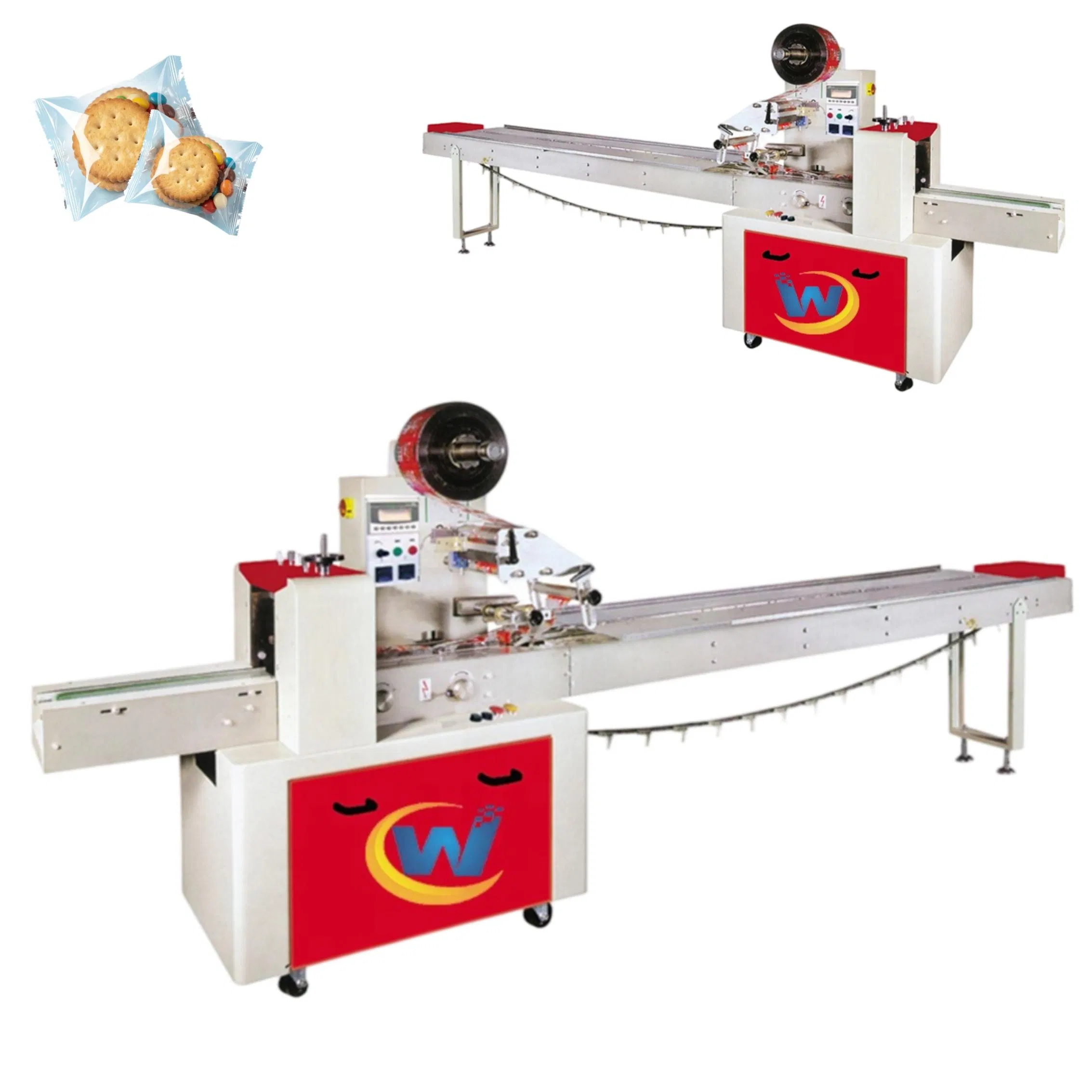 Máquina de Embalagem Automática Multifuncional para Embalagem em Fluxo de Alimentos, Fatias de Pão, Biscoitos, Pães, Máquina de Embalagem em Almofada