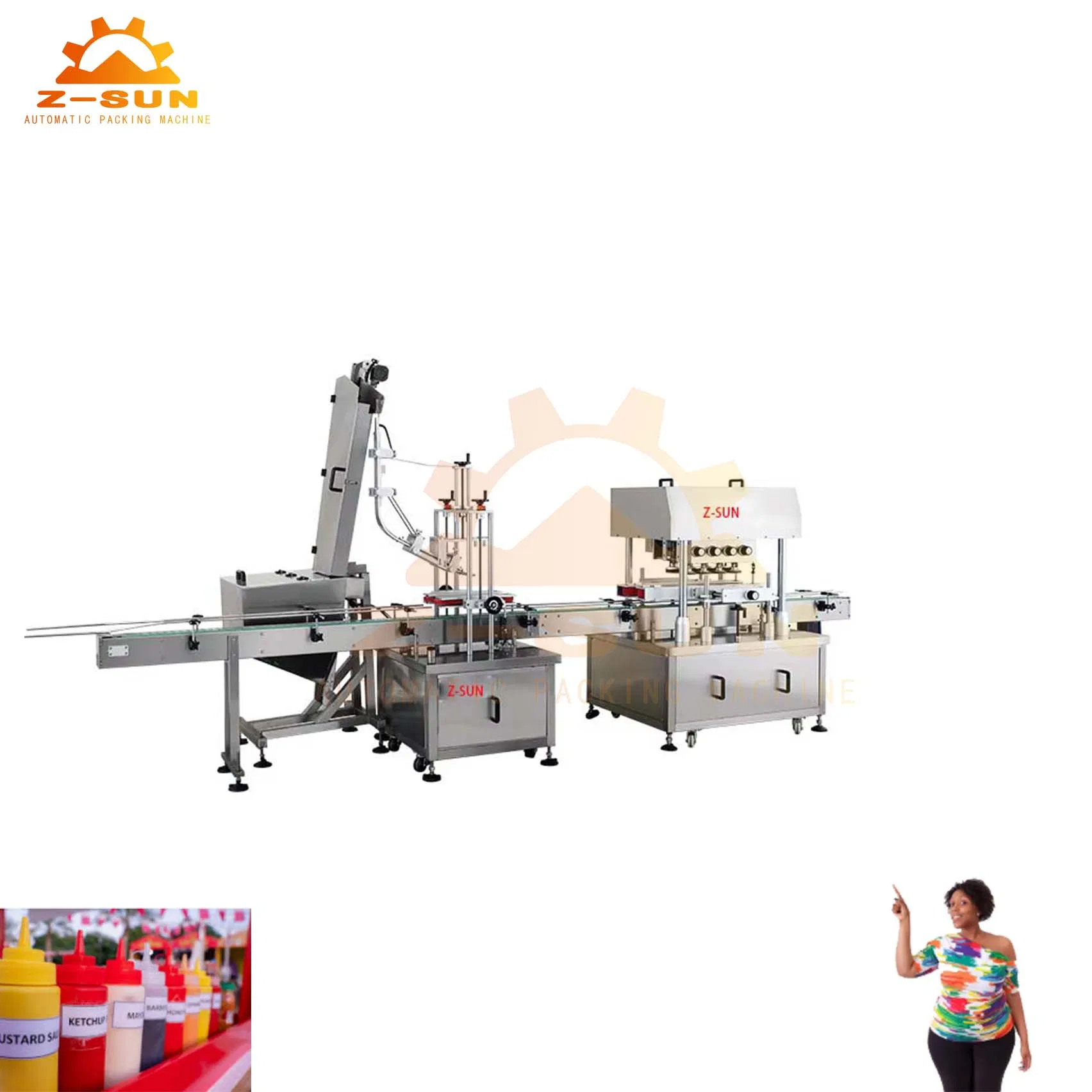Máquina de Embalagem e Enchimento de Garrafas de Líquido Z-Sun Totalmente Automatizada, Máquina de Embalagem Multifuncional, Máquinas de Embalagem de Alimentos, Linha de Máquina de Tampagem