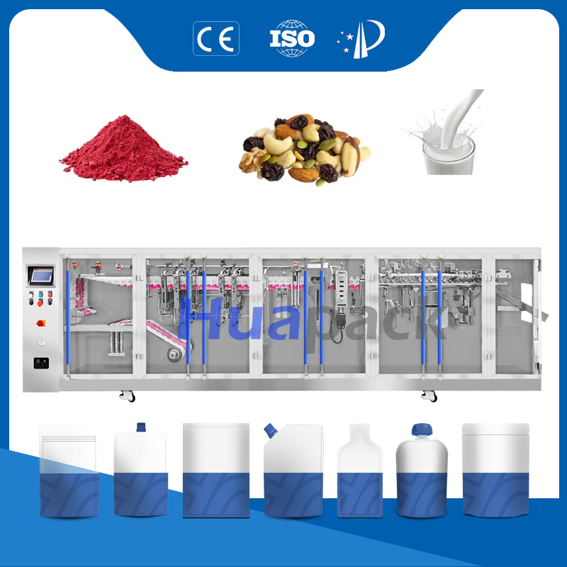 Máquina de embalagem e selagem automática horizontal duplex para sachês plásticos de leite, balas gomas, líquidos e molho de tomate