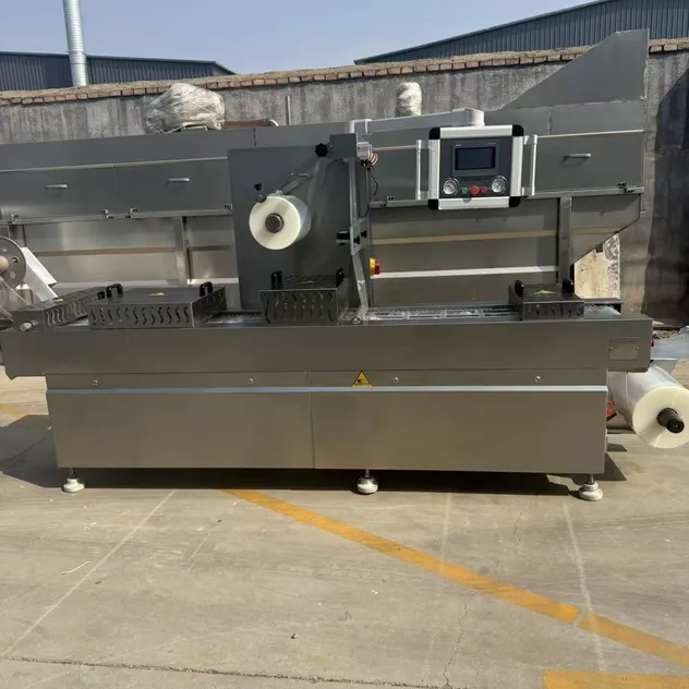 Máquina de Embalagem a Vácuo para Salmão com Filme Termoformável Flexível Automático