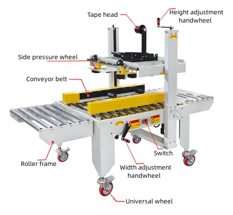 Máquina de Embalagem de Selagem de Caixas de Papelão com Ajuste Manual Semi Automático
