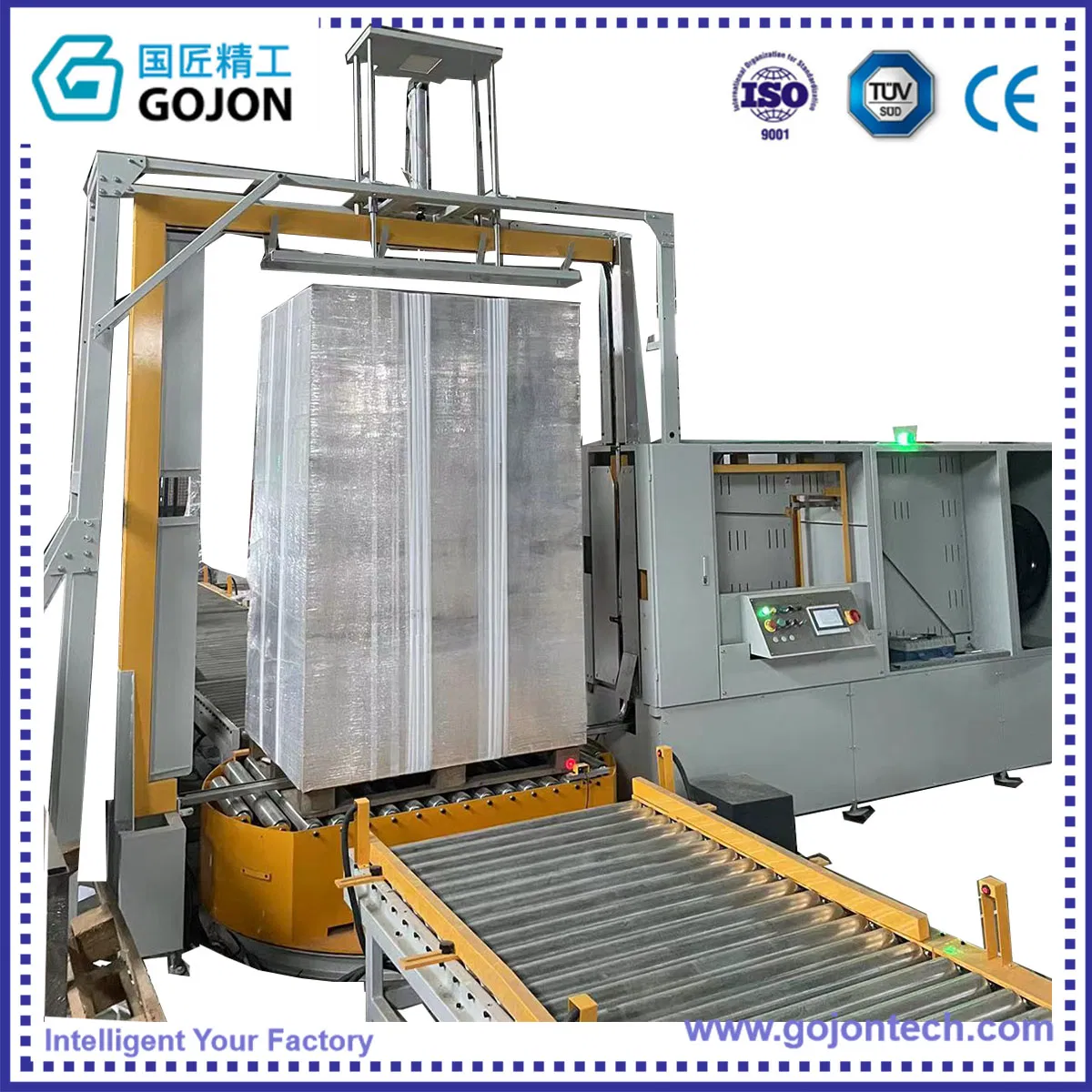 Máquina de Embalagem de Paletização Automática, Estrangulamento, Preenchimento de Papel para Paletes, Selagem, Filme Encolhível, Envoltório Vertical, Equipamento de Embalagem