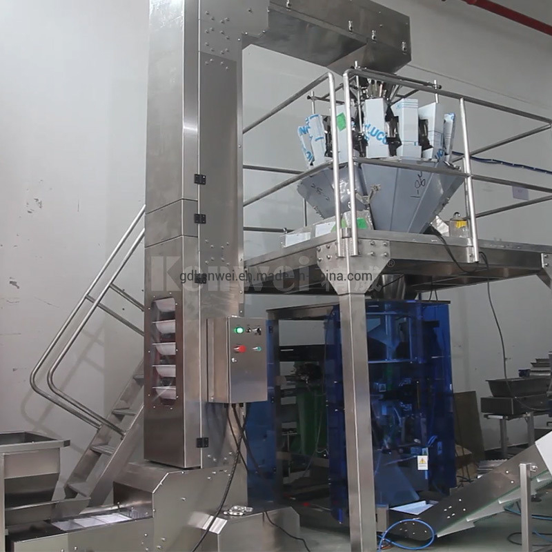 Máquina Automática de Embalagem Vertical Multifuncional com 14 Cabeça de Balança Multicabeça para Pesagem e Embalagem de Grânulos