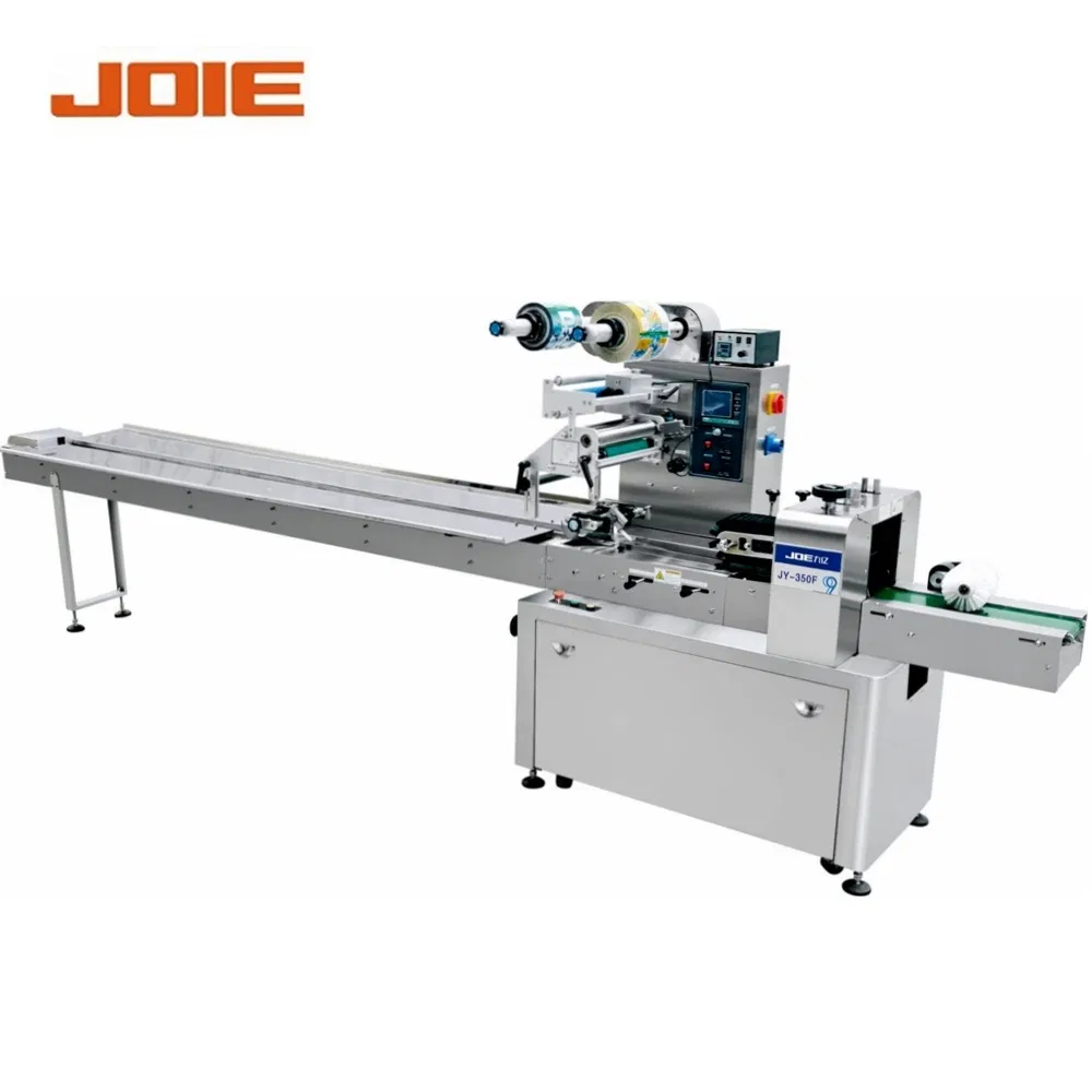 Máquina de Embalagem Automática de Fluxo com Motor Servo Aprovado CE para Embalagem de Alimentos, Pão e Doces, Máquina de Selagem Horizontal