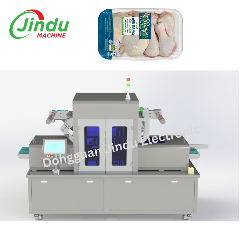 Máquina Seladora de Bandejas para Embalagem em Atmosfera Modificada para Carne, Peixe, Frutos do Mar, Vegetais e Frutas