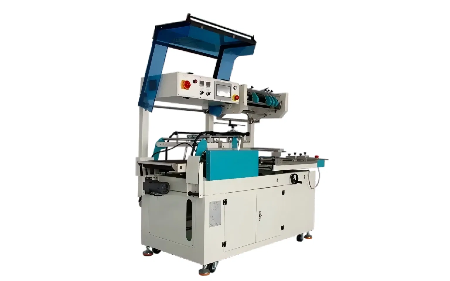 Máquina de Embalagem com Encolhimento Térmico Automático Total, Máquina de Embalagem Flow Wrapping, Filme Plástico POF/PVC, Seladora Lateral Térmica