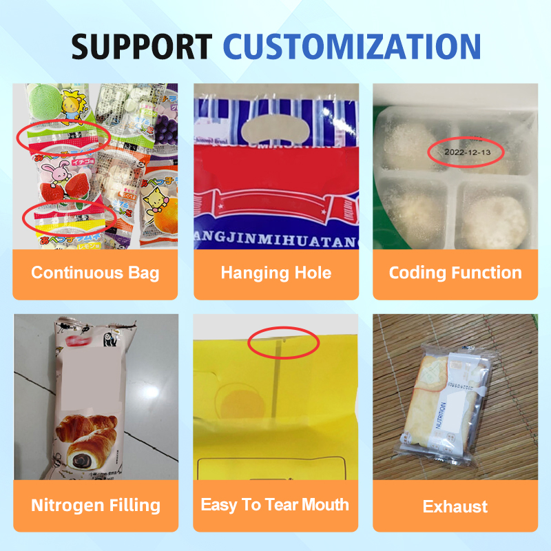 Máquina de Embalagem Automática de Fluxo com Servo para Linha de Produção Personalizada de Biscoitos, Bolachas, Picolés, Bolos, Chocolates e Doces