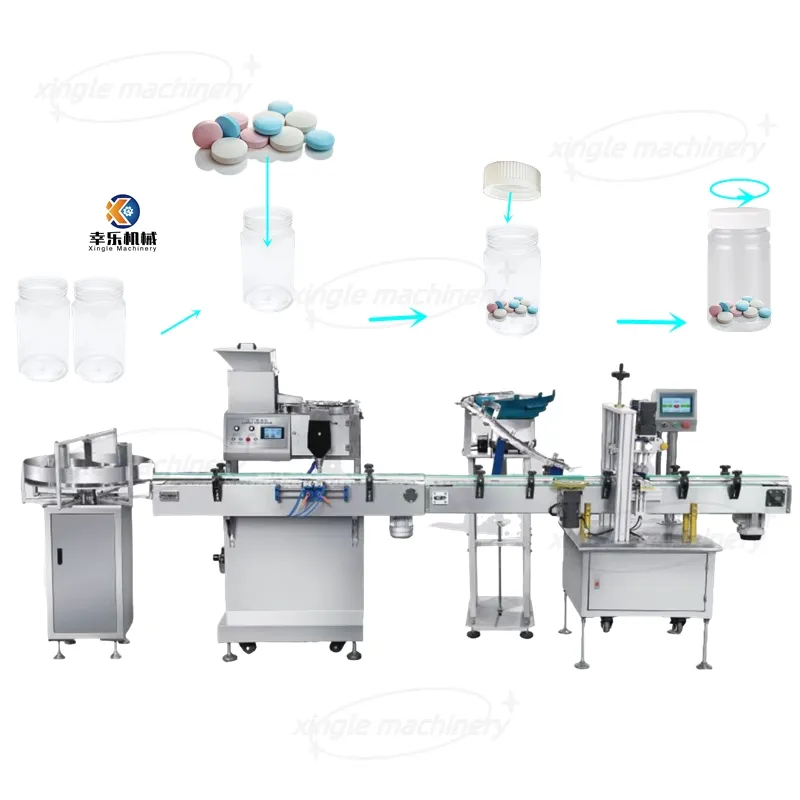 Máquina de Embalagem de Contagem de Tabletes Eletrônicos Automáticos para Alimentos e Produtos Farmacêuticos, Linha de Produção de Engarrafamento, Preenchimento, Contagem e Tampagem