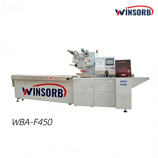 Wba-F450 Máquina de Embalagem Automática Horizontal de Fluxo para Pão, Bolo, Biscoito, Torrada, Grande, Rotativa, Alimentos, Embalagem, Envoltório a Vácuo