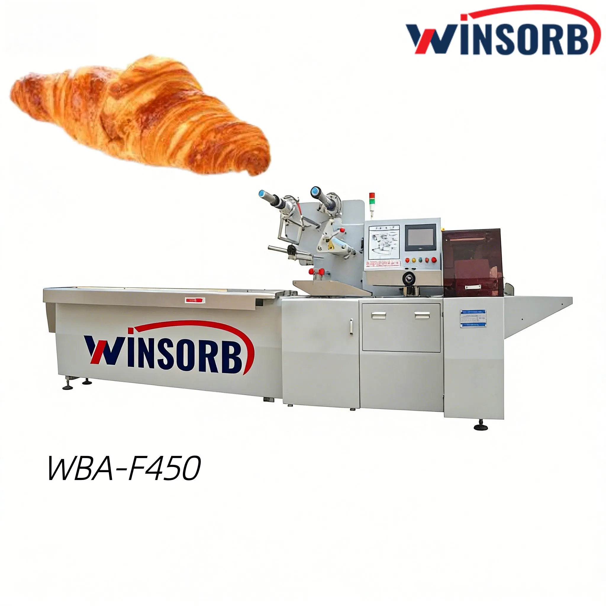 Wba-F450 Máquina de Embalagem Automática Horizontal de Fluxo para Pão, Bolo, Biscoito, Torrada, Grande, Rotativa, Alimentos, Embalagem, Envoltório a Vácuo