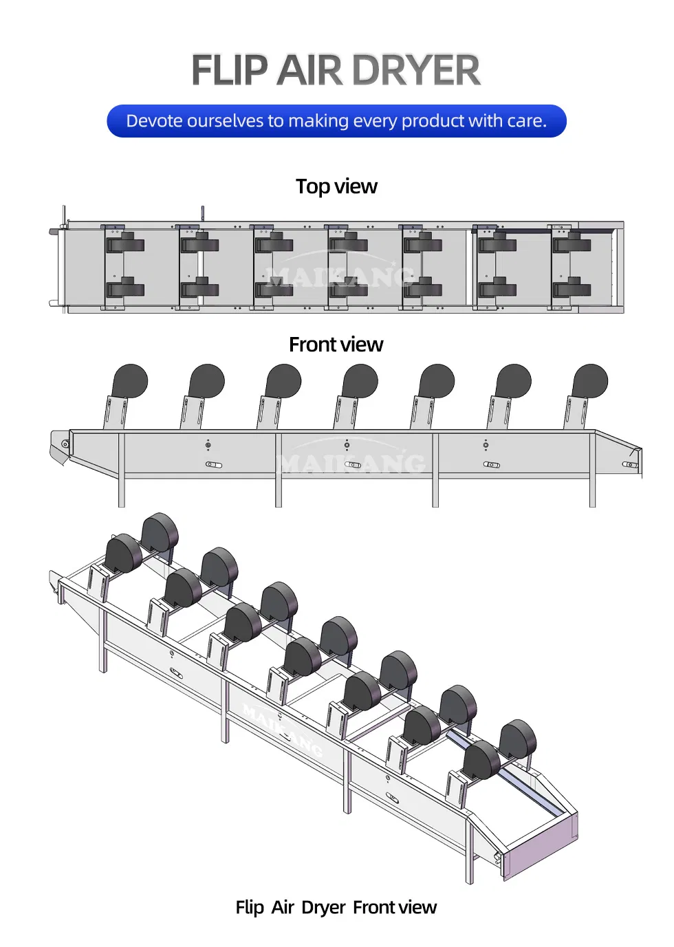 Linha de Secagem a Ar Flip para Frutas e Vegetais Máquina de Secagem de Sacos de Embalagem de Alimentos para Processamento de Vegetais