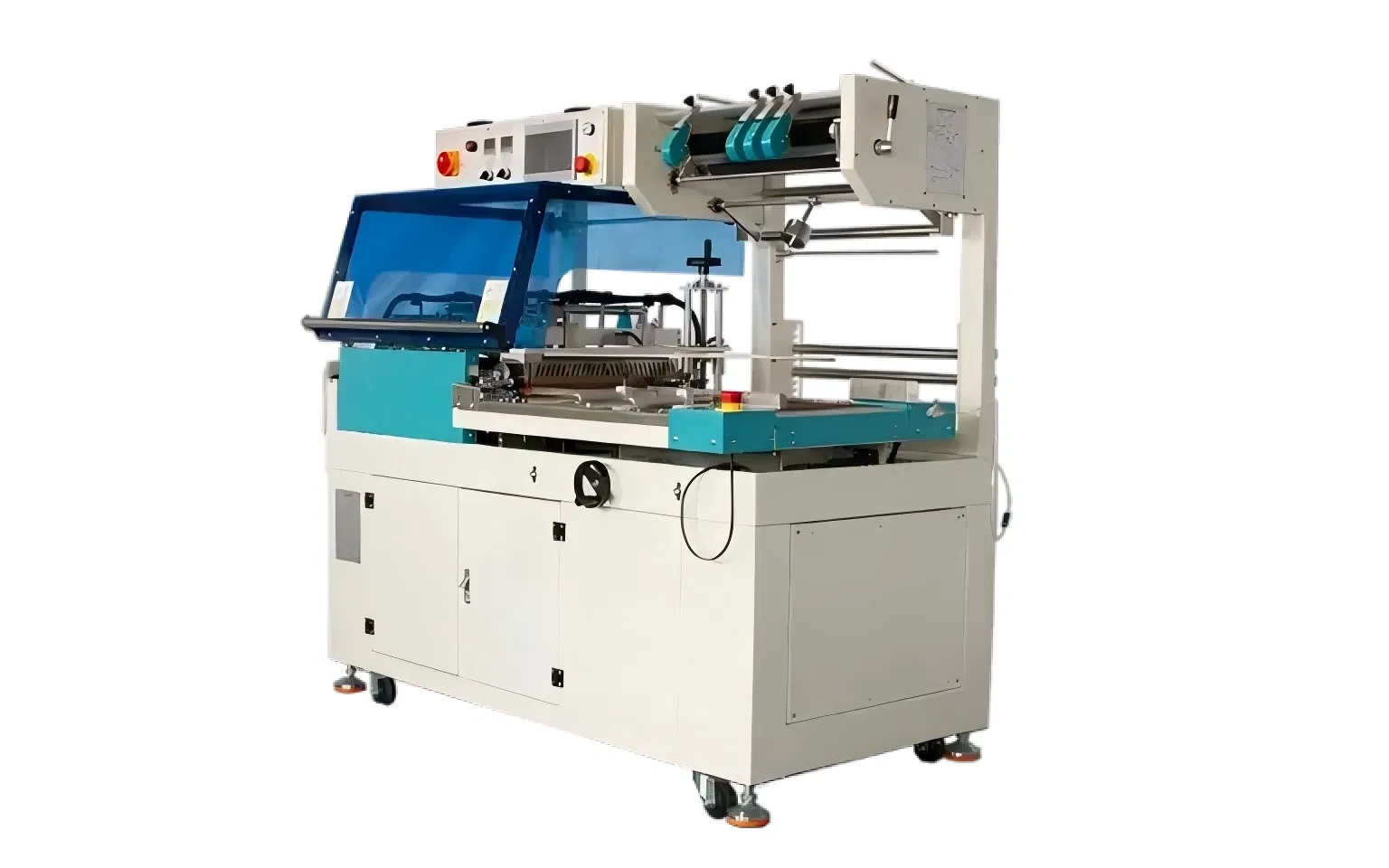 Máquina de Embalagem com Encolhimento Térmico Automático Total, Máquina de Embalagem Flow Wrapping, Filme Plástico POF/PVC, Seladora Lateral Térmica
