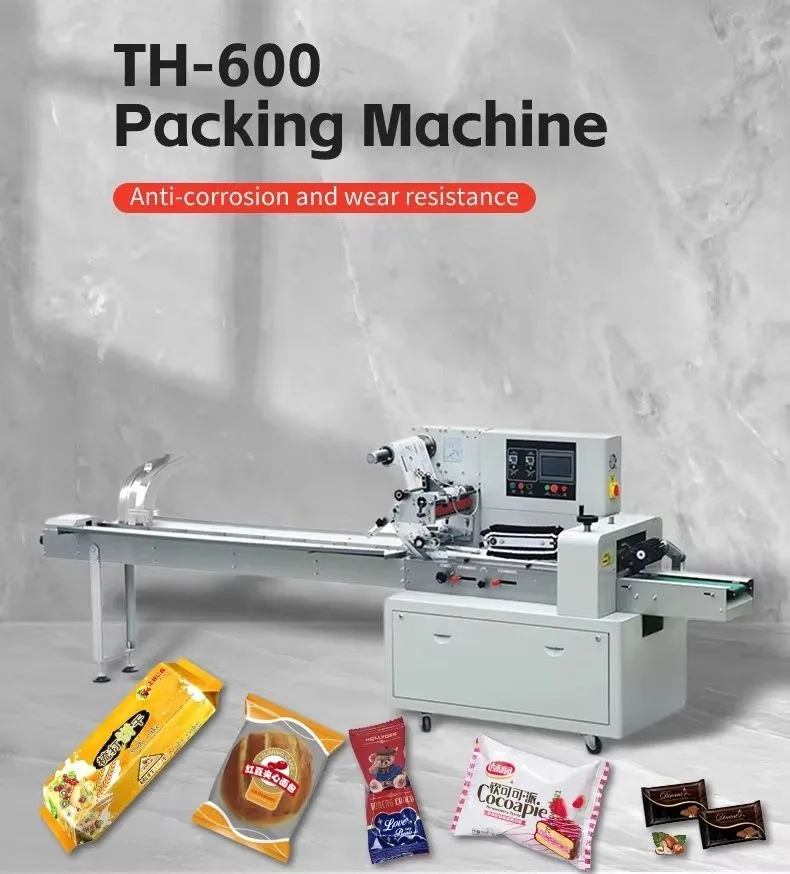 Máquina de Embalagem Flow Pack Horizontal de Alta Velocidade para Doces, Pães, Croissants, Biscoitos e Barras de Chocolate