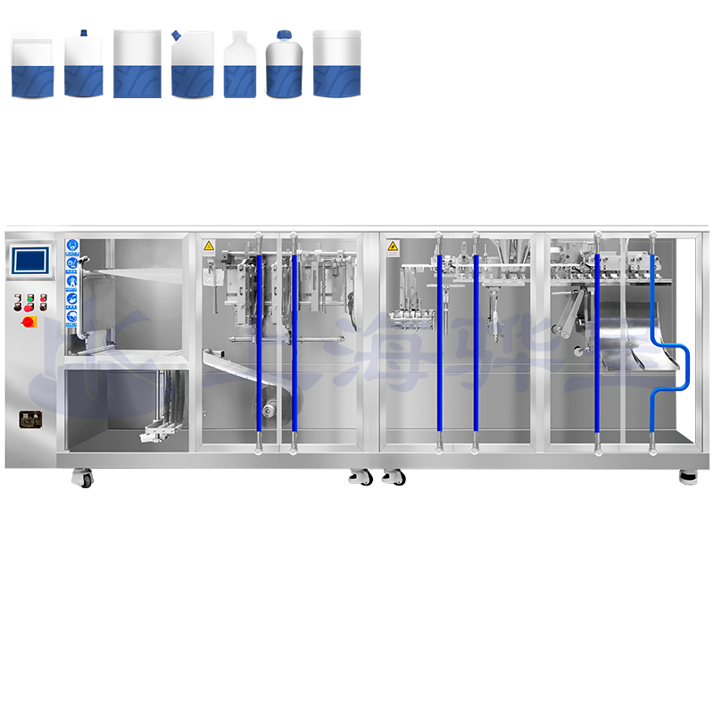 Máquina de Embalagem Automática Horizontal para Filme em Rolo de Sal, Açúcar, Especiarias, Pó e Farinha em Sachet Plano 3/4 com Selagem Lateral, Formação, Enchimento e Selagem