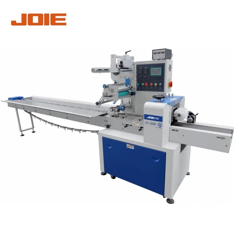 Máquina de Embalagem Automática de Fluxo com Motor Servo Aprovado CE para Embalagem de Alimentos, Pão e Doces, Máquina de Selagem Horizontal