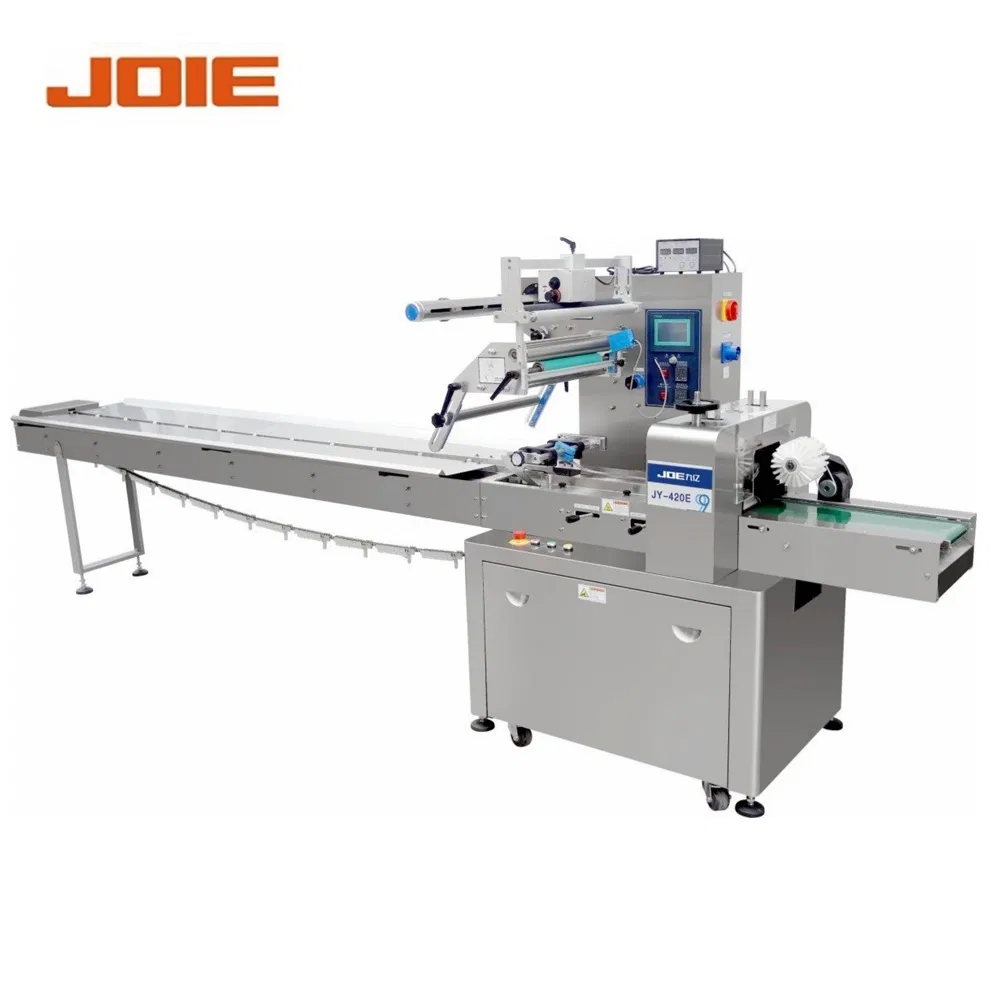 Máquina de Embalagem Automática de Fluxo com Motor Servo Aprovado CE para Embalagem de Alimentos, Pão e Doces, Máquina de Selagem Horizontal