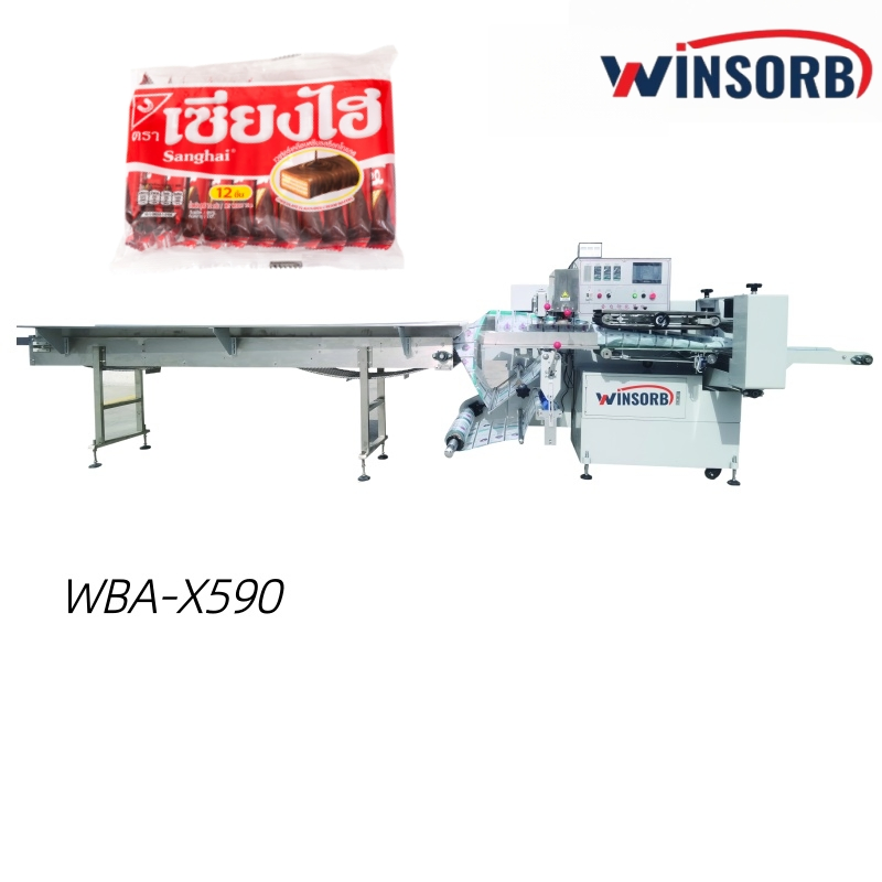 Máquina de Embalagem Automática de Biscoitos Rotativos de Alta Velocidade Tipo Horizontal com Corte Automático de Pirulito e Embalagem a Vácuo de Chocolate Wba-X590
