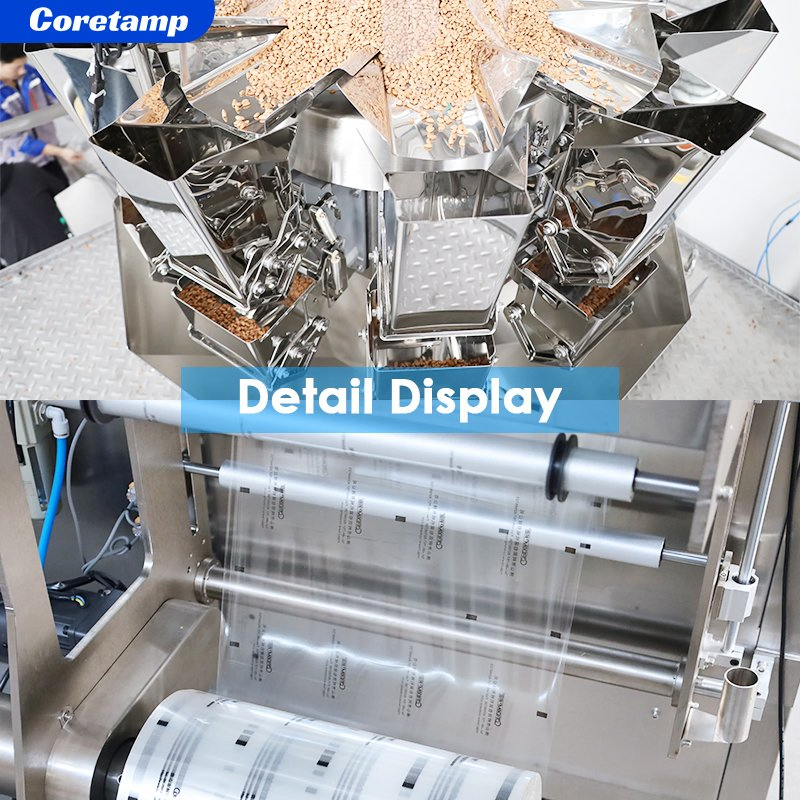 Máquina de Embalagem Automática Vffs de Alta Velocidade com Servo Duplo e Balança Multicabeça para 50-100 Snacks Chips Grammy