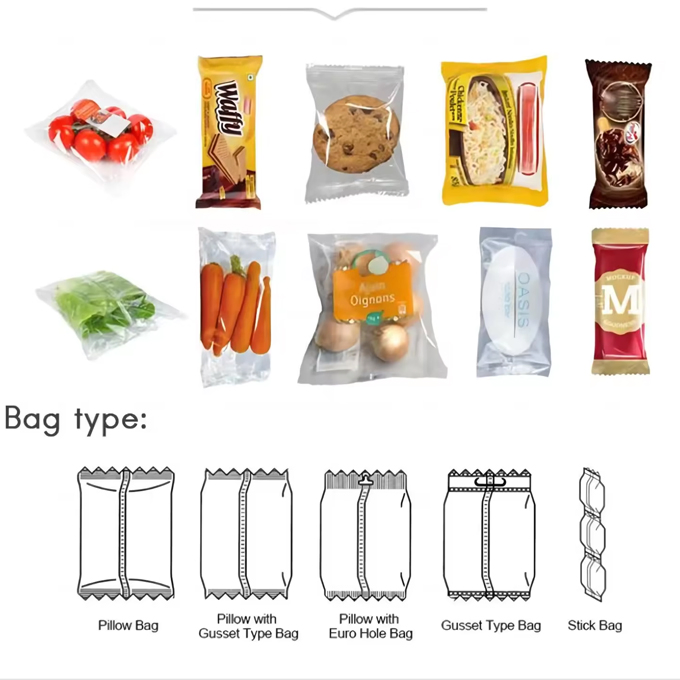 Máquina de Embalagem Flow Pack para Produtos Alimentares como Pão de Chocolate Horizontal