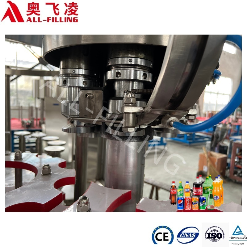 Linha de Produção de Bebidas Carbonatadas com Enchimento de Líquidos em Garrafas de Vidro de Grau Alimentício Tipo Rotativo 3in1 Lavagem, Enchimento, Tampagem, Embalagem, Enlatamento, Selagem