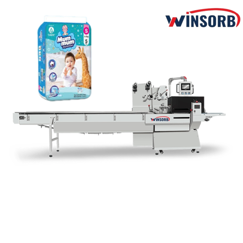 Máquina de Embalagem Horizontal de Fluxo para Fraldas Higiênicas Semi Automáticas de Alta Velocidade para Bebês e Adultos
