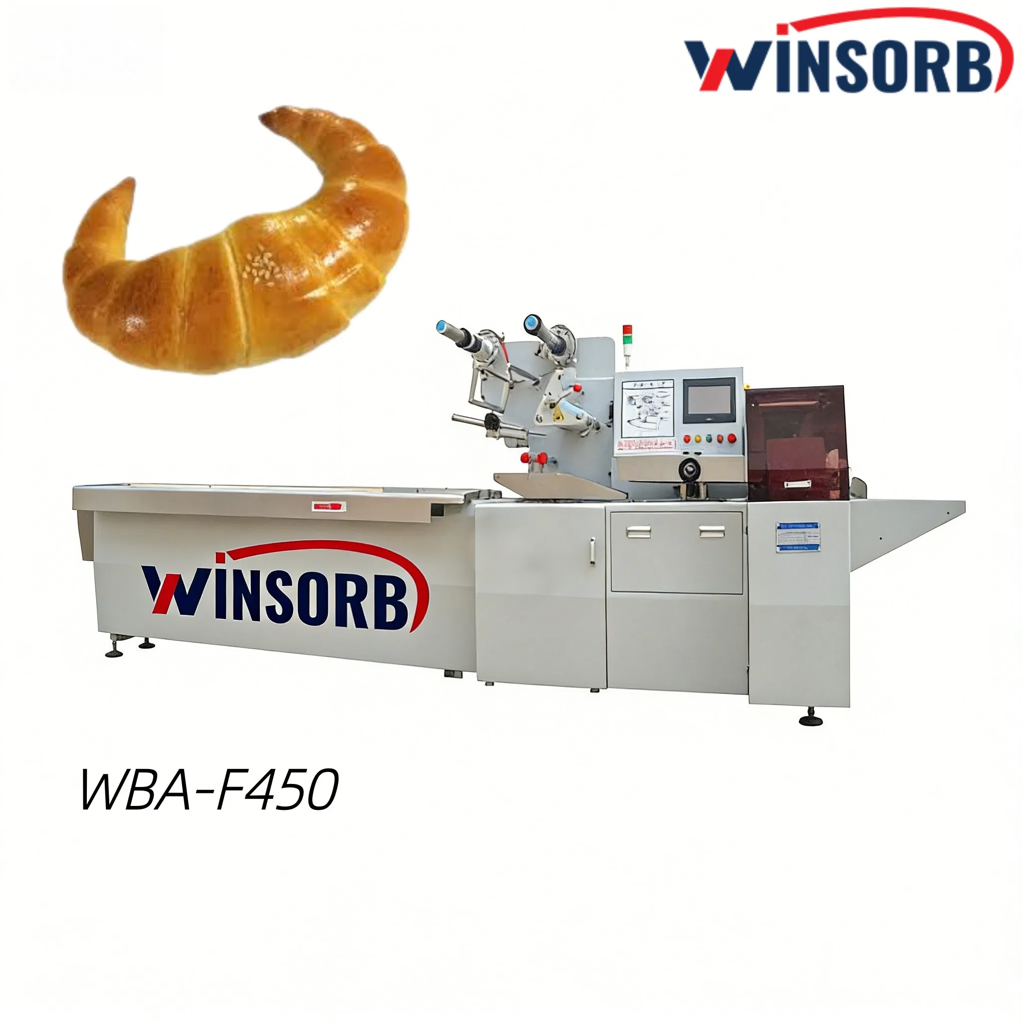 Wba-F450 Máquina de Embalagem Automática Horizontal de Fluxo para Pão, Bolo, Biscoito, Torrada, Grande, Rotativa, Alimentos, Embalagem, Envoltório a Vácuo