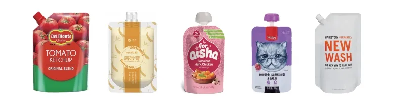 Formatos e designs de amostra de bolsas flexíveis