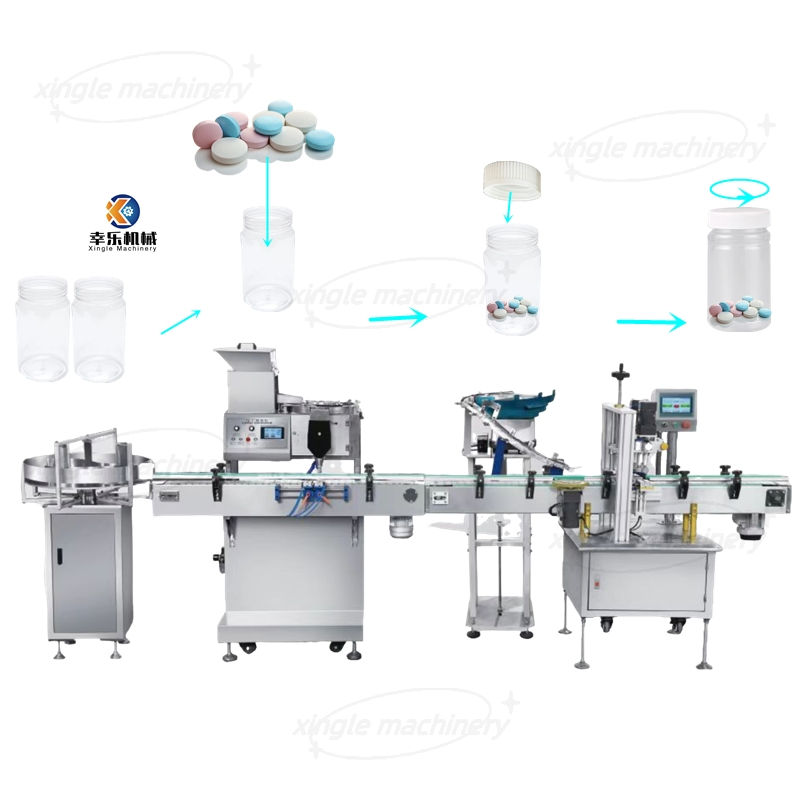 Máquina de Embalagem de Contagem de Tabletes Eletrônicos Automáticos para Alimentos e Produtos Farmacêuticos, Linha de Produção de Engarrafamento, Preenchimento, Contagem e Tampagem