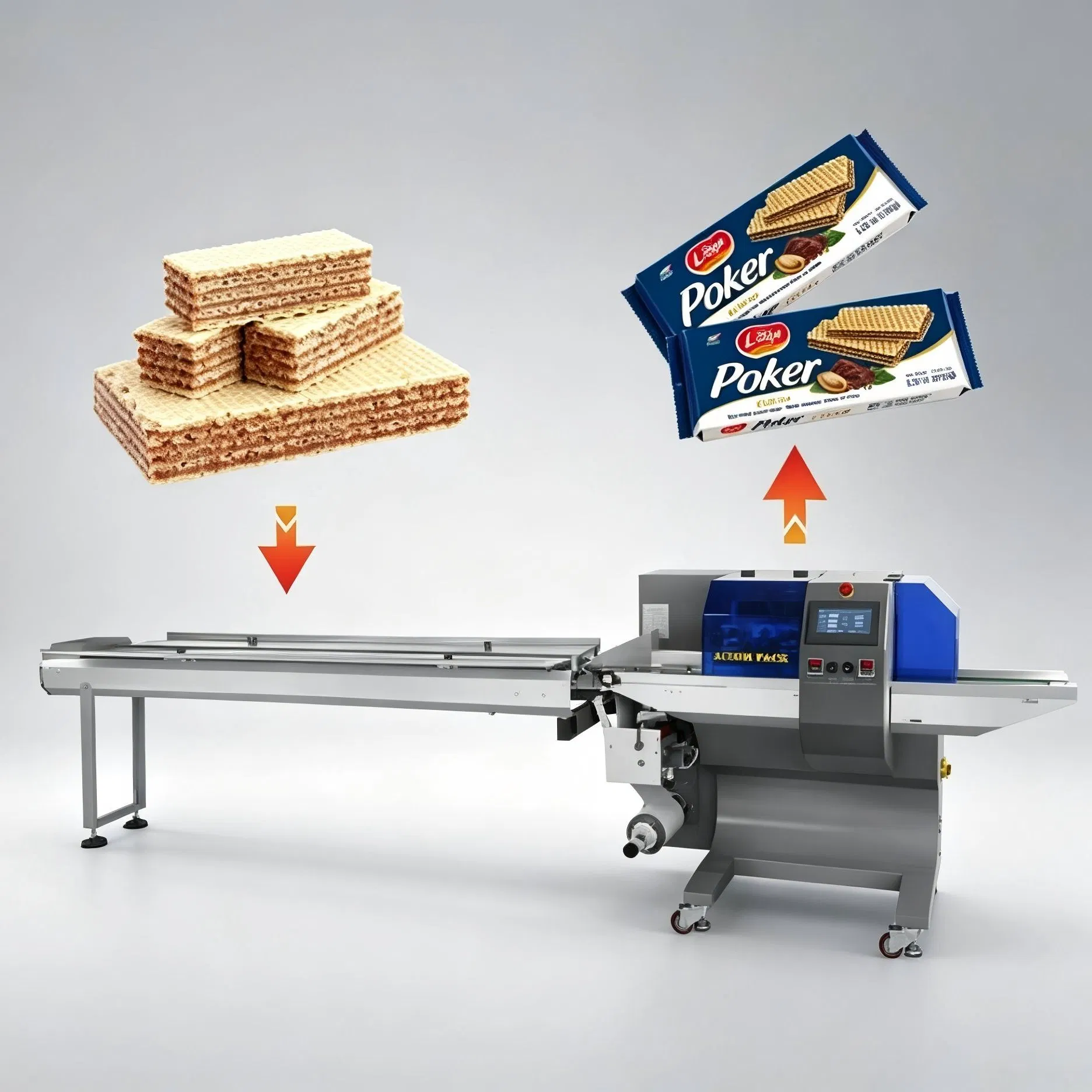 Máquina de Embalagem Flow Pack para Produtos Alimentares como Pão de Chocolate Horizontal