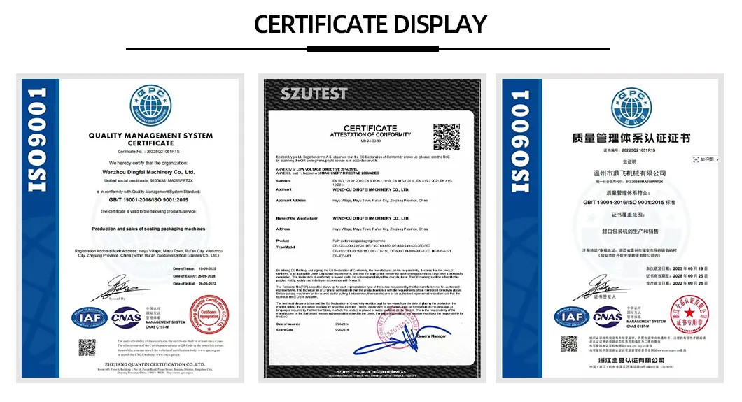 Certificados de Qualidade do Equipamento