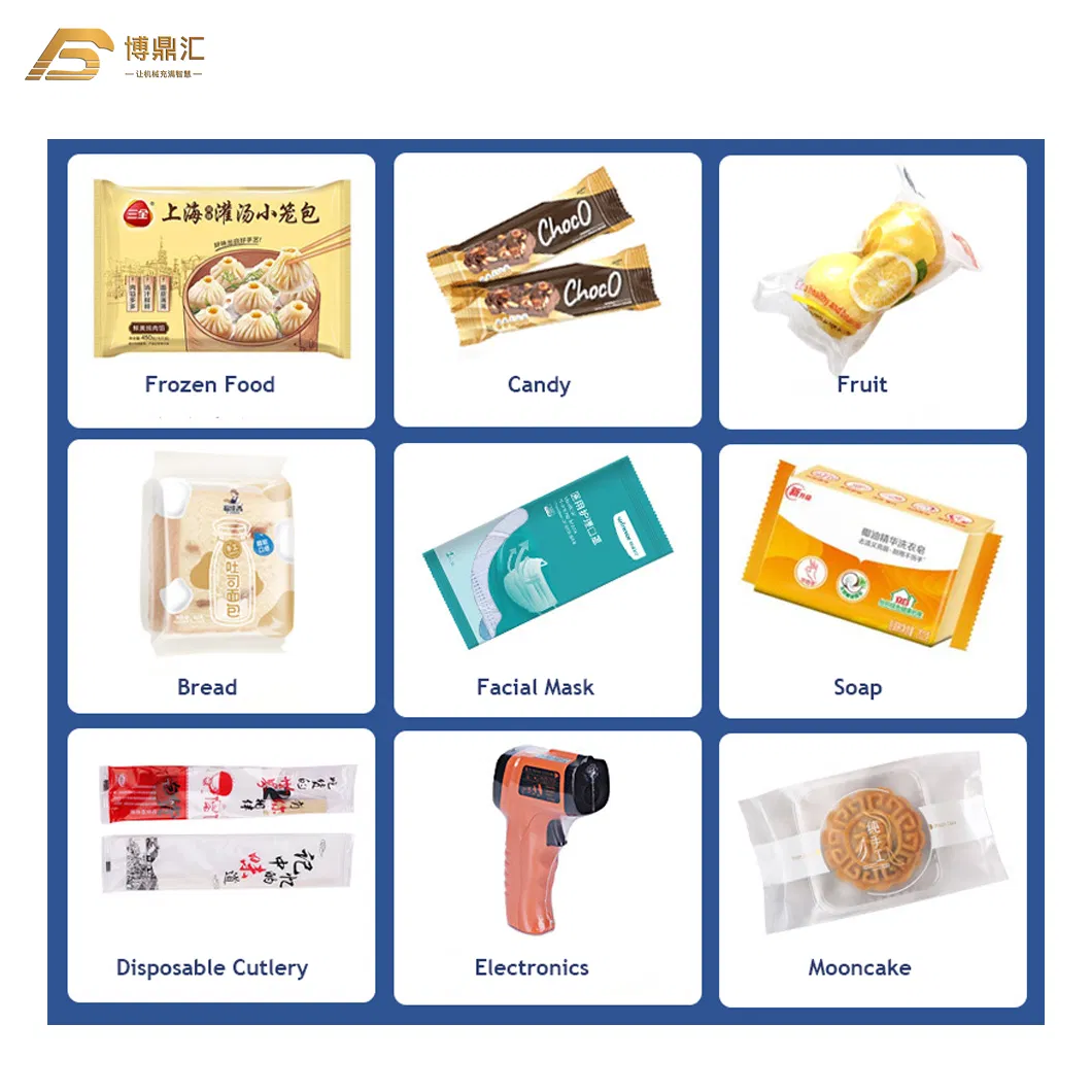 Máquina de Embalagem Flow Pack para Embalagem de Pão, Alimentos, Frutas, Chocolate, Sabão, Ferragens, Talheres Descartáveis, Faca, Garfo, Colher, Pantufas, Travesseiro