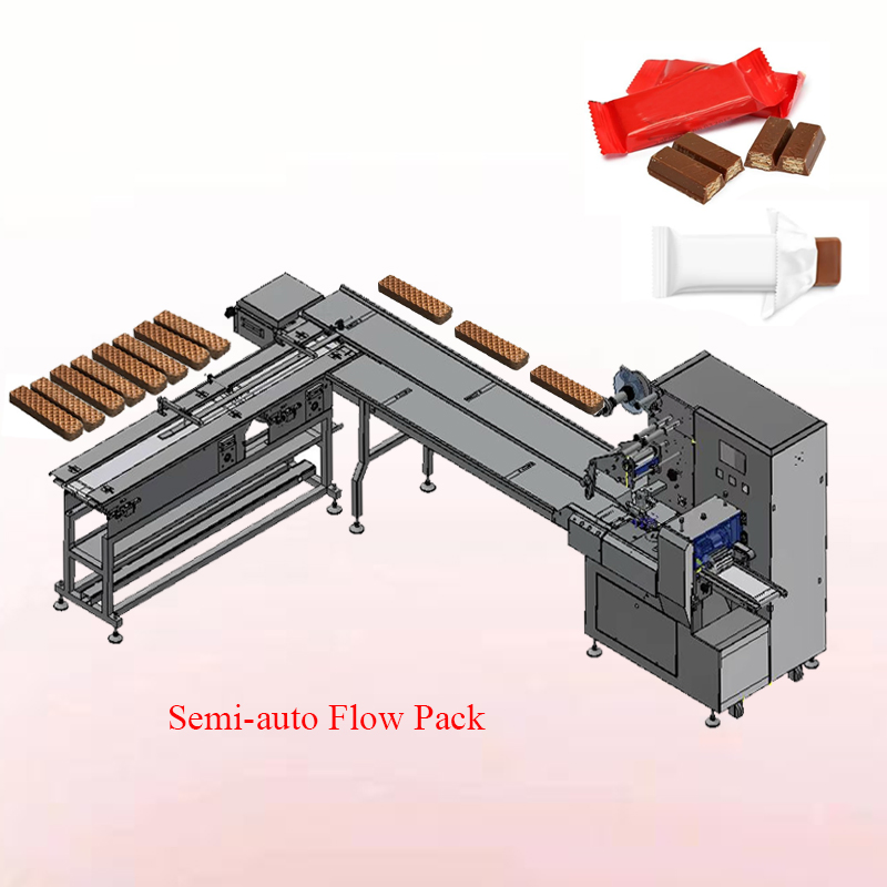 Máquina de Embalagem Flow Pack para Tabletes de Chocolate em Barra Horizontal Automática