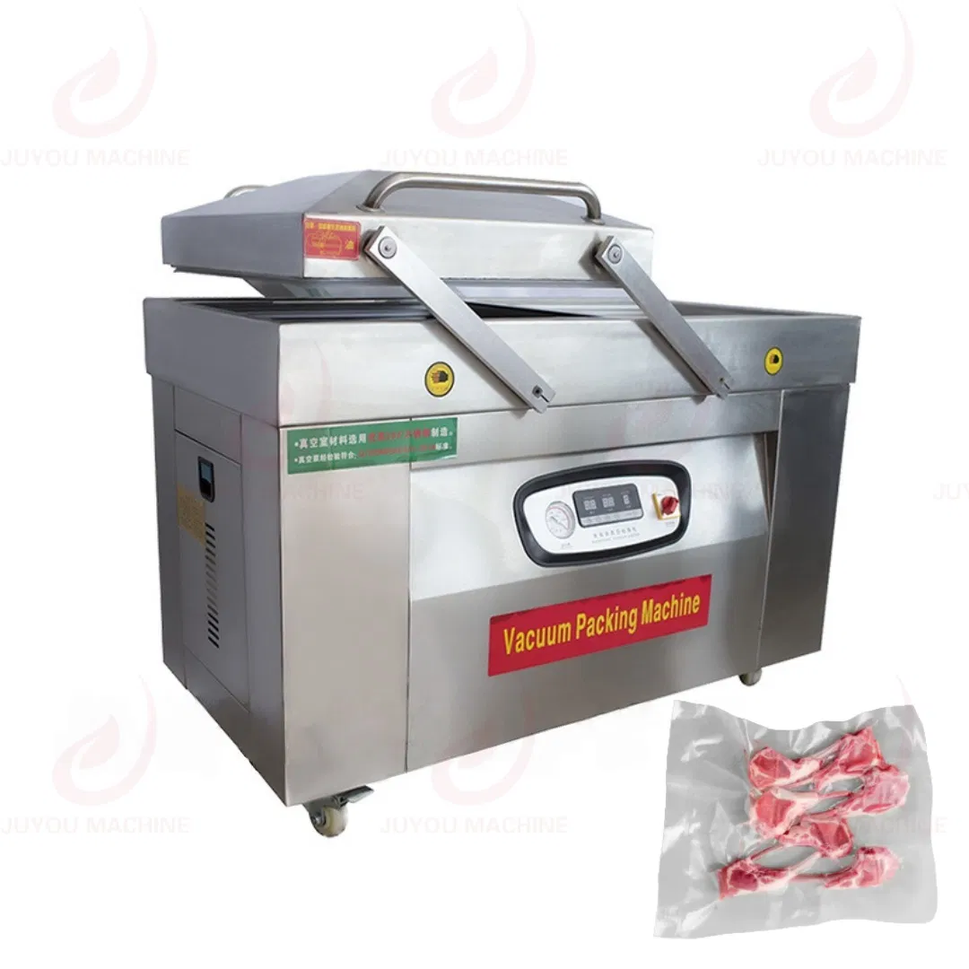 Máquina seladora de embalagem a vácuo de plástico termoformado para alimentos com selo de câmara dupla feita na China