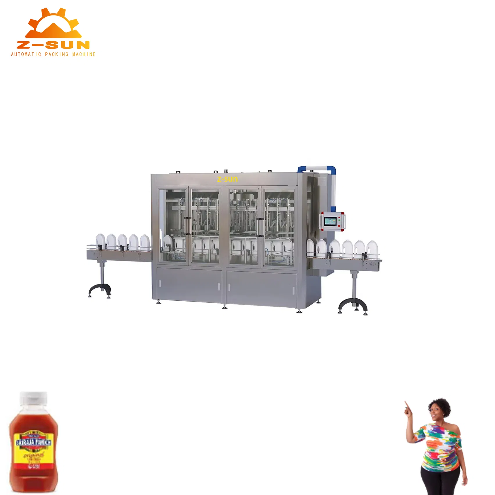 Máquina de Embalagem e Enchimento de Garrafas de Líquido Z-Sun Totalmente Automatizada, Máquina de Embalagem Multifuncional, Máquinas de Embalagem de Alimentos, Linha de Máquina de Tampagem