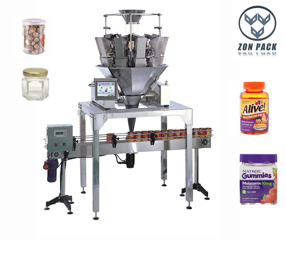 Máquina de Embalagem Automática para Frascos de Plástico / Vidro para Snacks, Doces, Gomas e Nozes