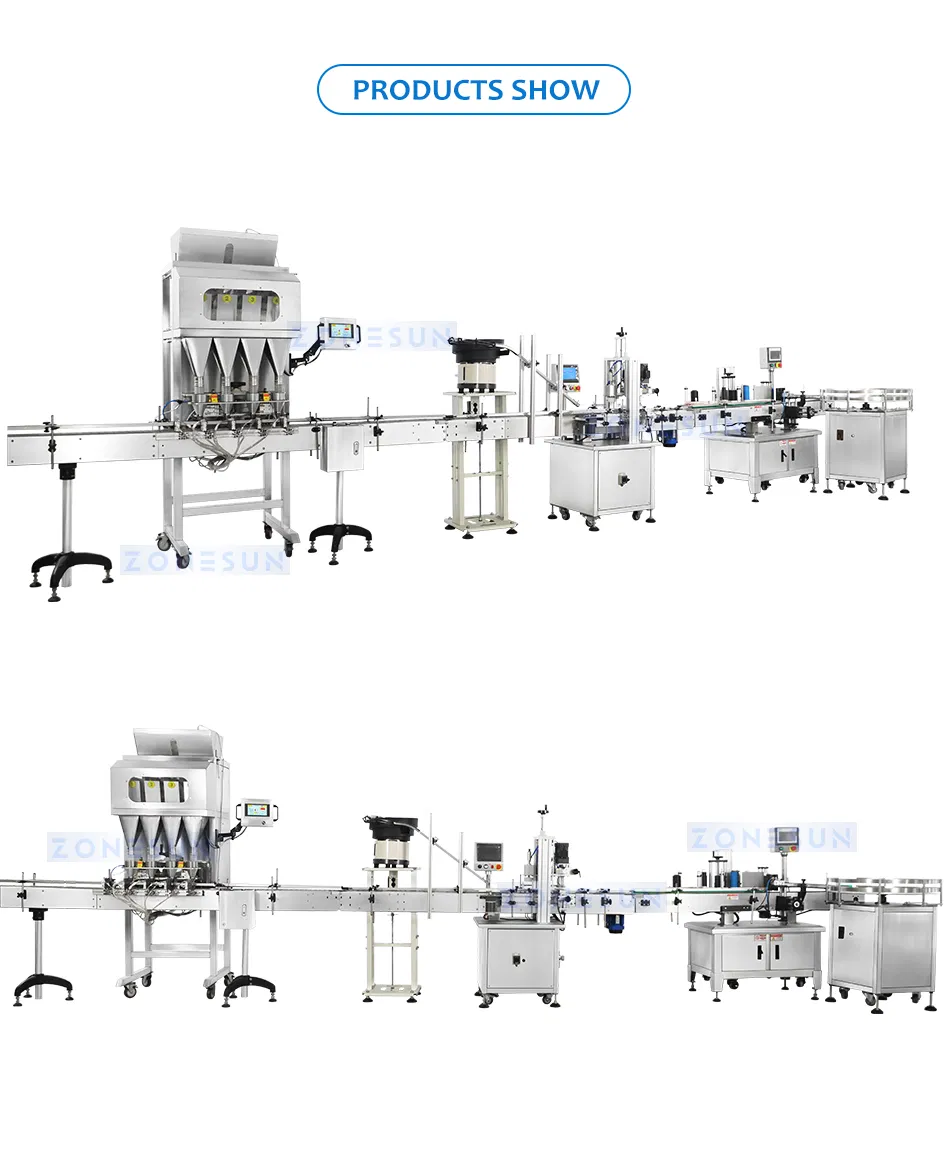 Linha Automática de Pesagem, Enchimento, Tampagem e Rotulagem ZS-Fal180X10 para Sistema de Embalagem da Indústria Alimentícia