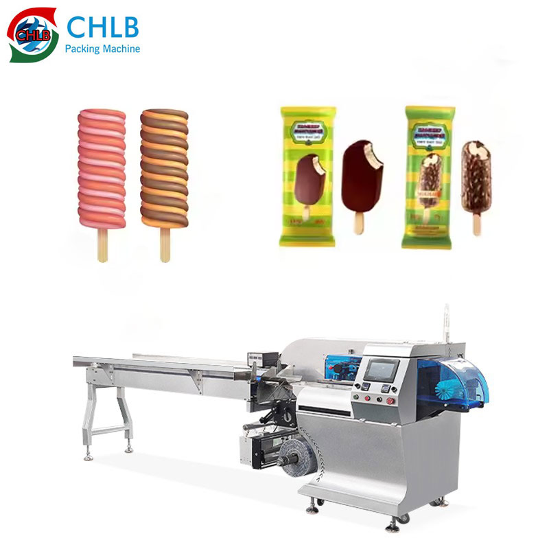 Máquina de Embalagem Flow Pack Horizontal Totalmente Automática para Embalagem de Sorvete, Lollipop e Picolé