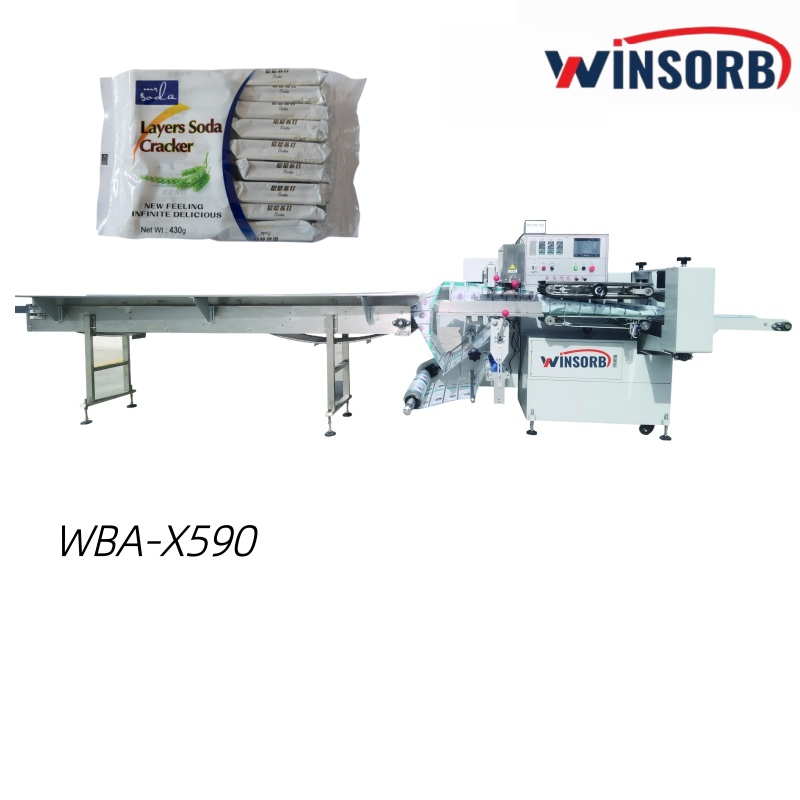 Máquina de Embalagem Automática de Biscoitos Rotativos de Alta Velocidade Tipo Horizontal com Corte Automático de Pirulito e Embalagem a Vácuo de Chocolate Wba-X590