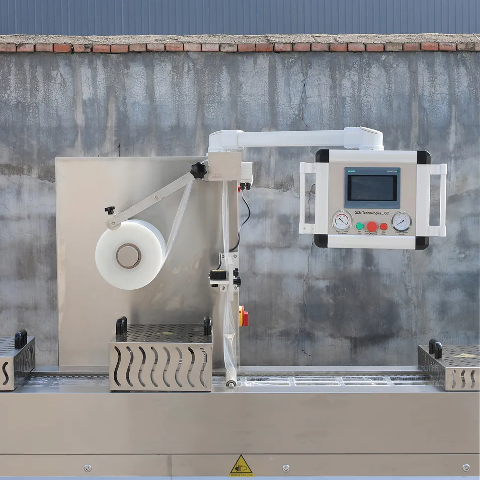 Máquina de Embalagem a Vácuo para Salmão com Filme Termoformável Flexível Automático