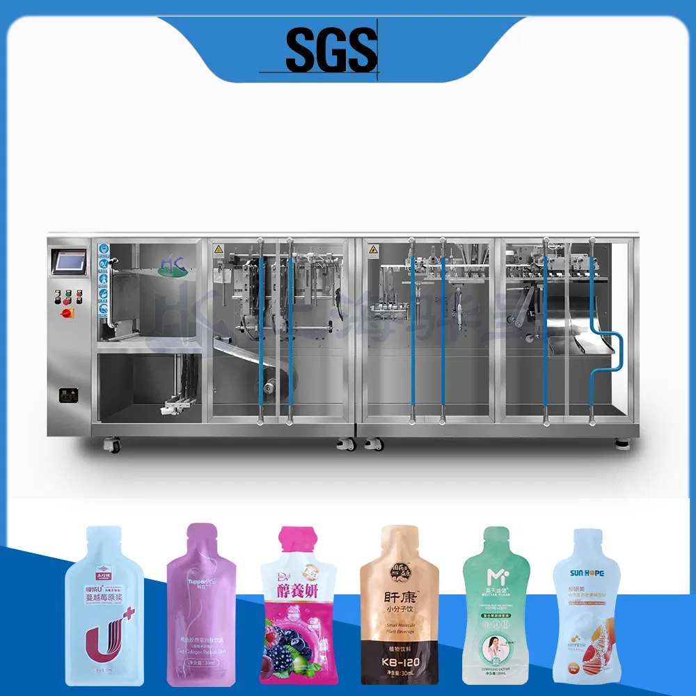 Máquina de embalagem e selagem automática horizontal duplex para sachês plásticos de leite, balas gomas, líquidos e molho de tomate