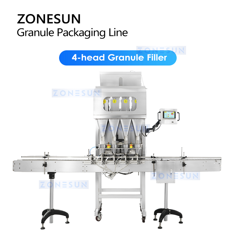 Linha Automática de Pesagem, Enchimento, Tampagem e Rotulagem Zonesun Zs-Fal180X10 para Sistema de Embalagem da Indústria Alimentícia