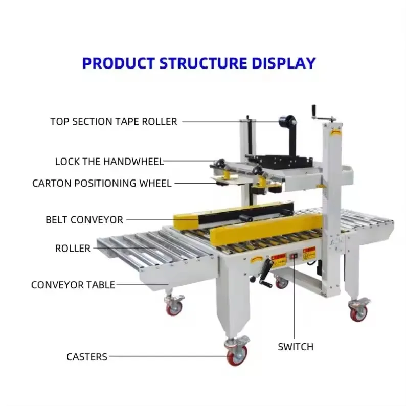 Máquina de Embalagem de Selagem de Caixas de Papelão com Ajuste Manual Semi Automático