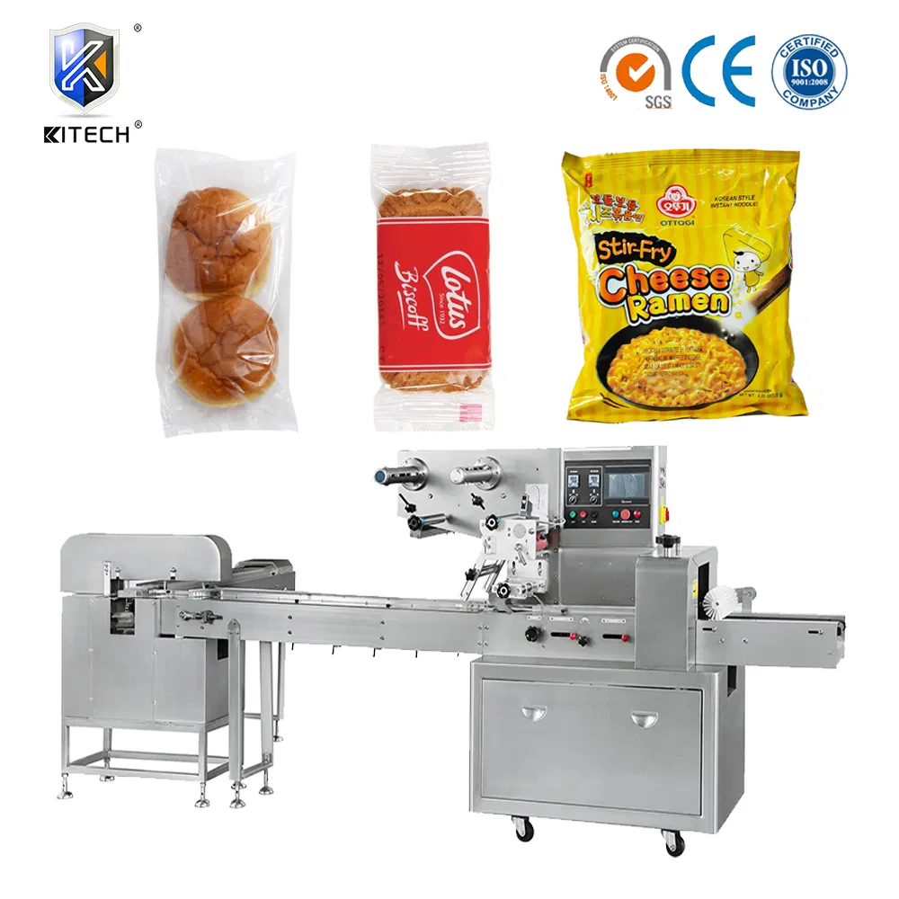 Máquina de Embalagem em Fluxo para Embalar Automaticamente Travesseiros Horizontais, Barras de Chocolate, Wafers, Biscoitos, Barras de Cereal, Gomas Macias e Doces Duros em Sachet