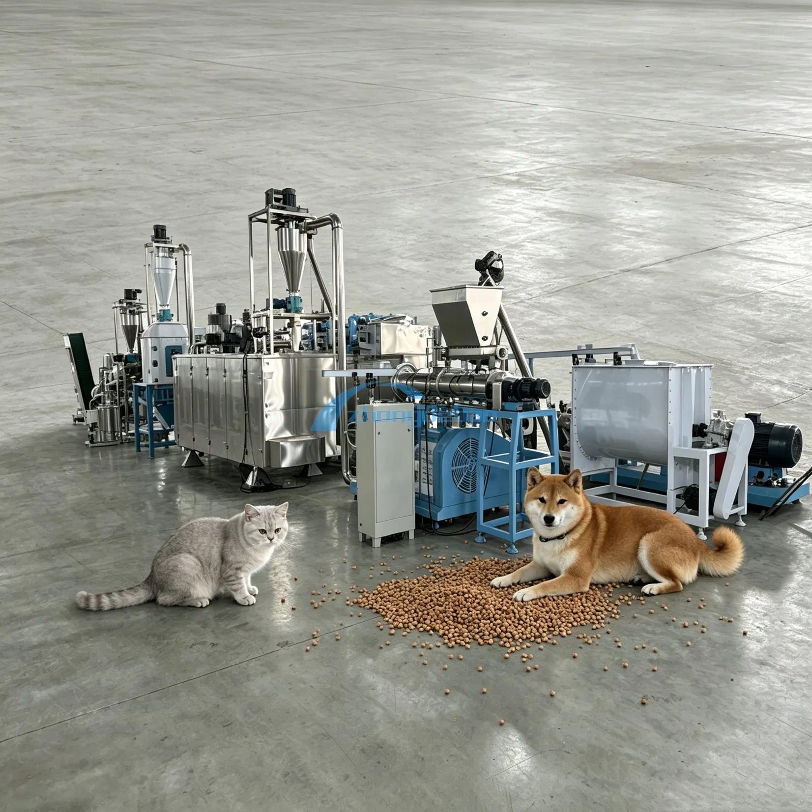 Linha de Produção de Ração para Animais de Estimação com Alta Capacidade, com Secagem, Resfriamento e Embalagem