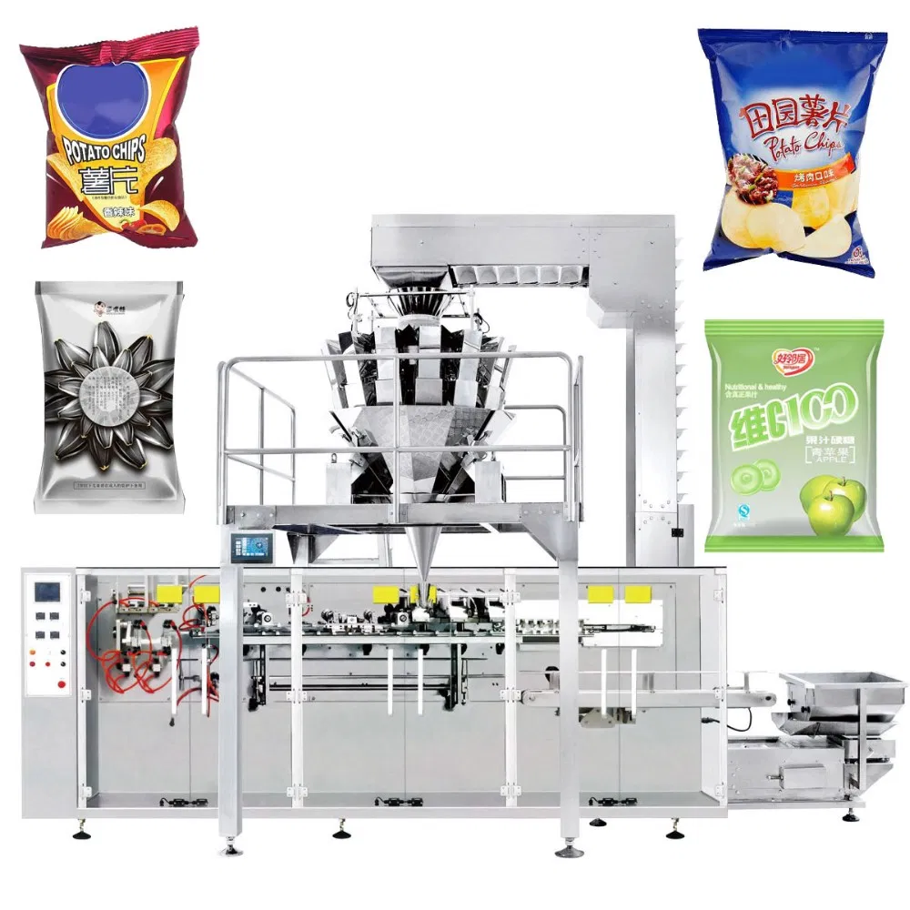 Sistema automático de pesagem horizontal e embalagem para alimentos para snacks